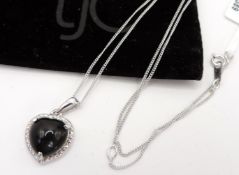 Sterling Silver Black Onxy Heart Necklace New with Gift Pouch