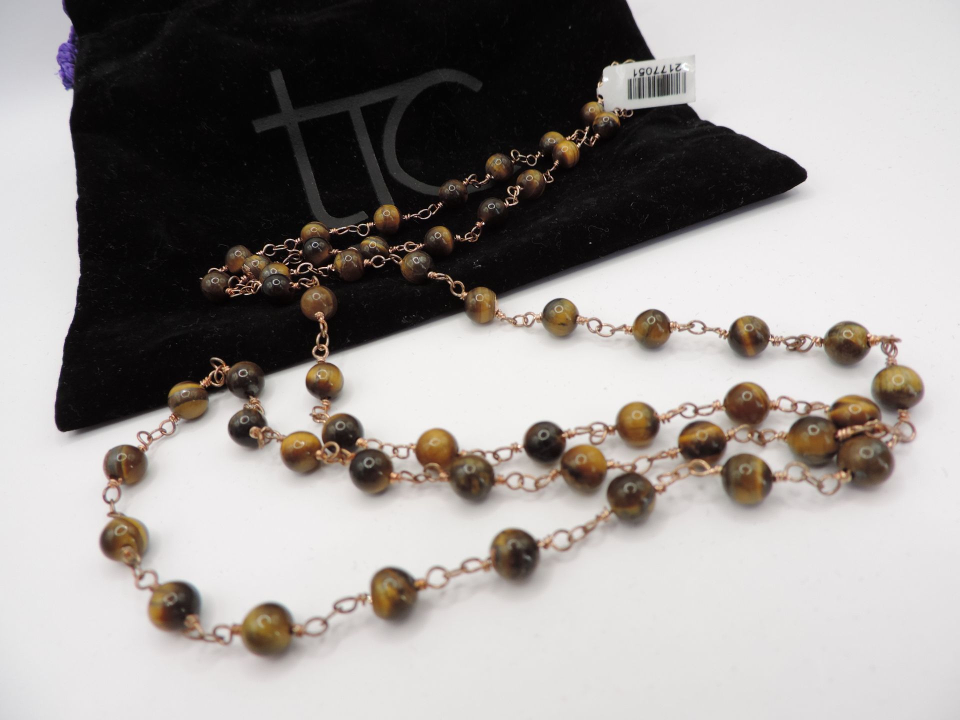 Tigers Eye Gemstone Chain Necklace 32 inches New with Gift Pouch - Image 2 of 4