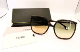 Fendi Tortoiseshell Framed Sunglasses FF0411/S New with Case