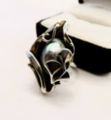 Artisan Sterling Silver Cultured Pearl Foliate Ring