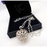 Sterling Silver Filigree Heart Pendant Necklace New with Gift Pouch