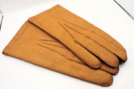 Vintage Tan Pig Skin Leather Gloves Gents Size 9 New Unworn
