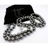 36 inch 9mm Hematite Bead Necklace Long New with Gift Pouch