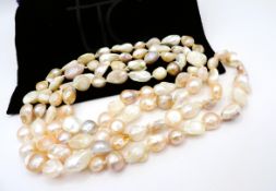 44 inch Opera Length Cultured Pearl Necklace New with Gift Pouch