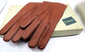 Vintage Simpsons of Piccadilly Gents Leather Gloves Silk Lined New Unworn Original Box