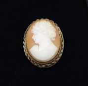 Antique Carved Shell Cameo Brooch/Pendant