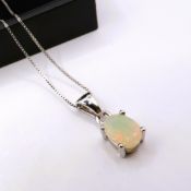 Sterling Silver Opal Necklace New with Gift Pouch