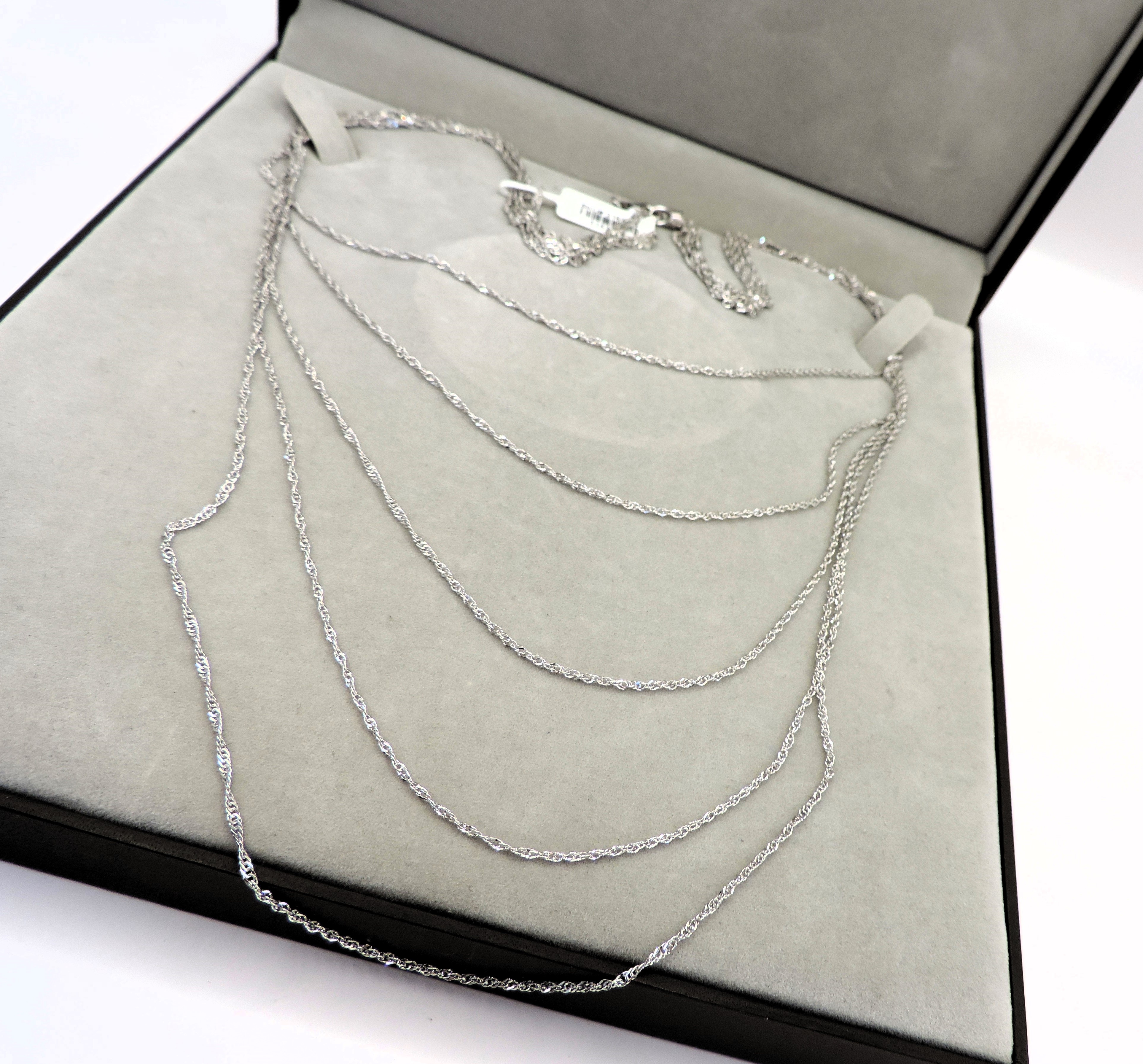 Sterling silver 5 Strand Diamond Cut Waterfall Chain Necklace New with Gift Box - Image 4 of 4