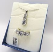 Crystal Necklace and Ring Set New with Gift Box