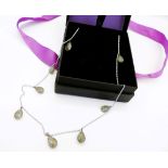 Sterling Silver Quartz Drop Necklace New with Gift Box