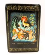 Vintage Russian Hand Painted Lacquer Box Fairy Tale Scene Artist Signed