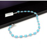 Sterling Silver Turquoise Gemstone Line Bracelet New with Gift Box