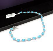 Sterling Silver Turquoise Gemstone Line Bracelet New with Gift Box