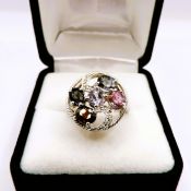 Sterling Silver Multi Colour Tourmaline Gemstone Ring New With Gift Pouch