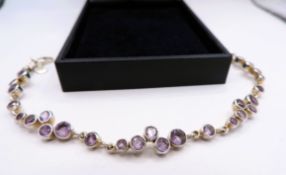 Sterling Silver Artisan Amethyst Gemstone Bracelet 5cts with Gift Box