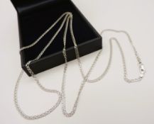 Sterling Silver 34 inch Double Flat Link Chain Necklace New with Gift Pouch