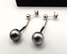 Sterling Silver Cultured Pearl Drop Earrings New with Gift Pouch
