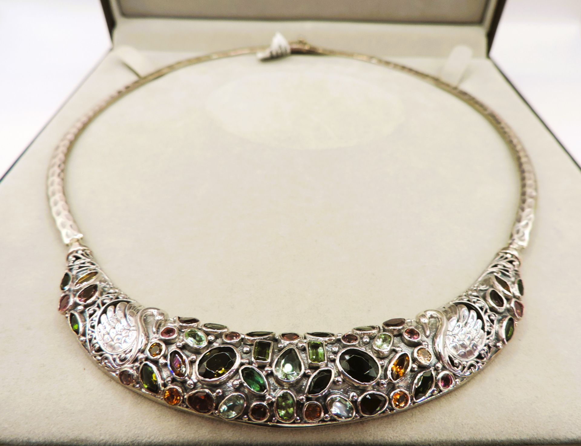 Sterling Silver Multi Colour 14CT Tourmaline Necklace 58 grams New with Gift Box - Image 2 of 8