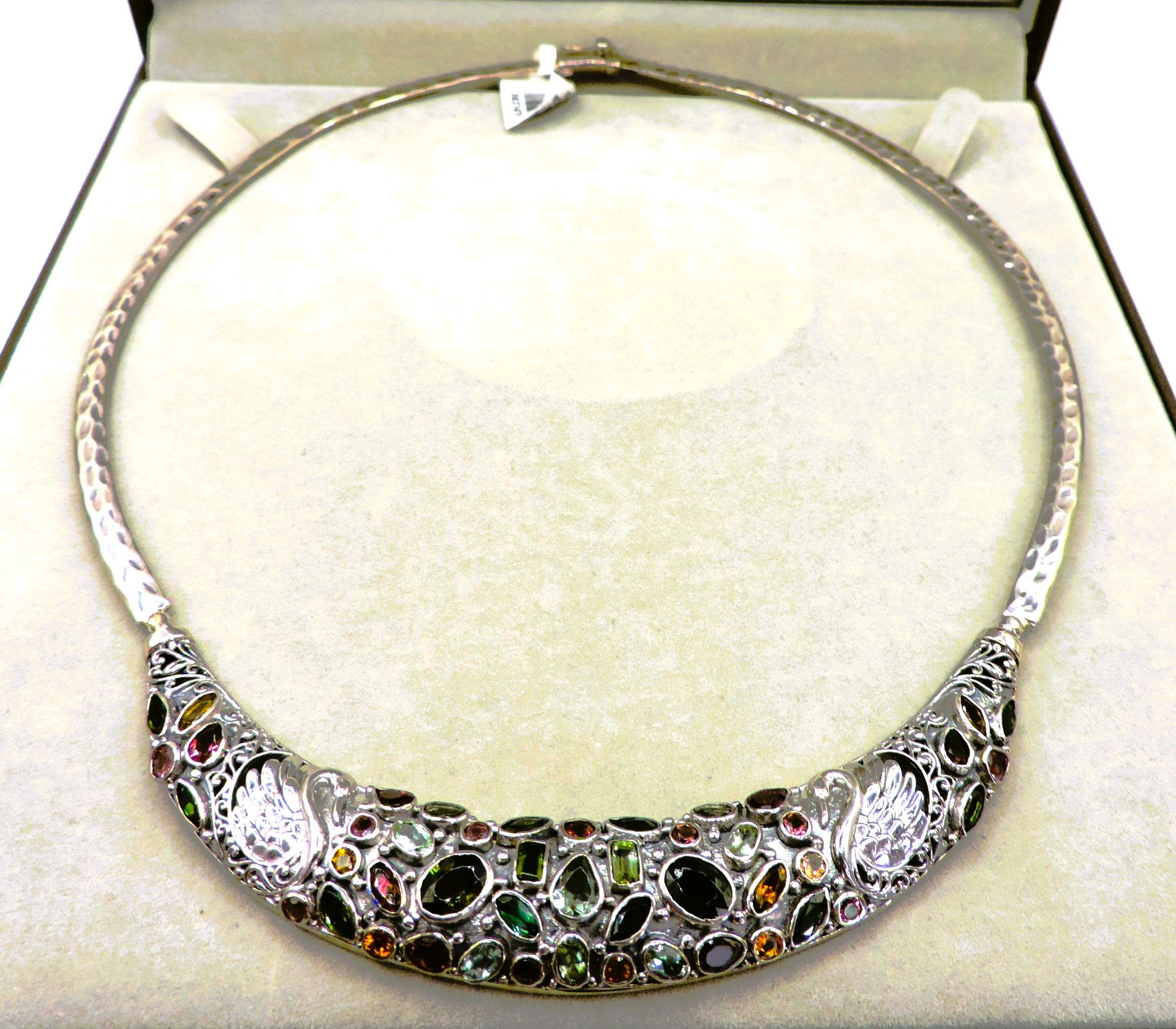 Sterling Silver Multi Colour 14CT Tourmaline Necklace 58 grams New with Gift Box - Image 6 of 8