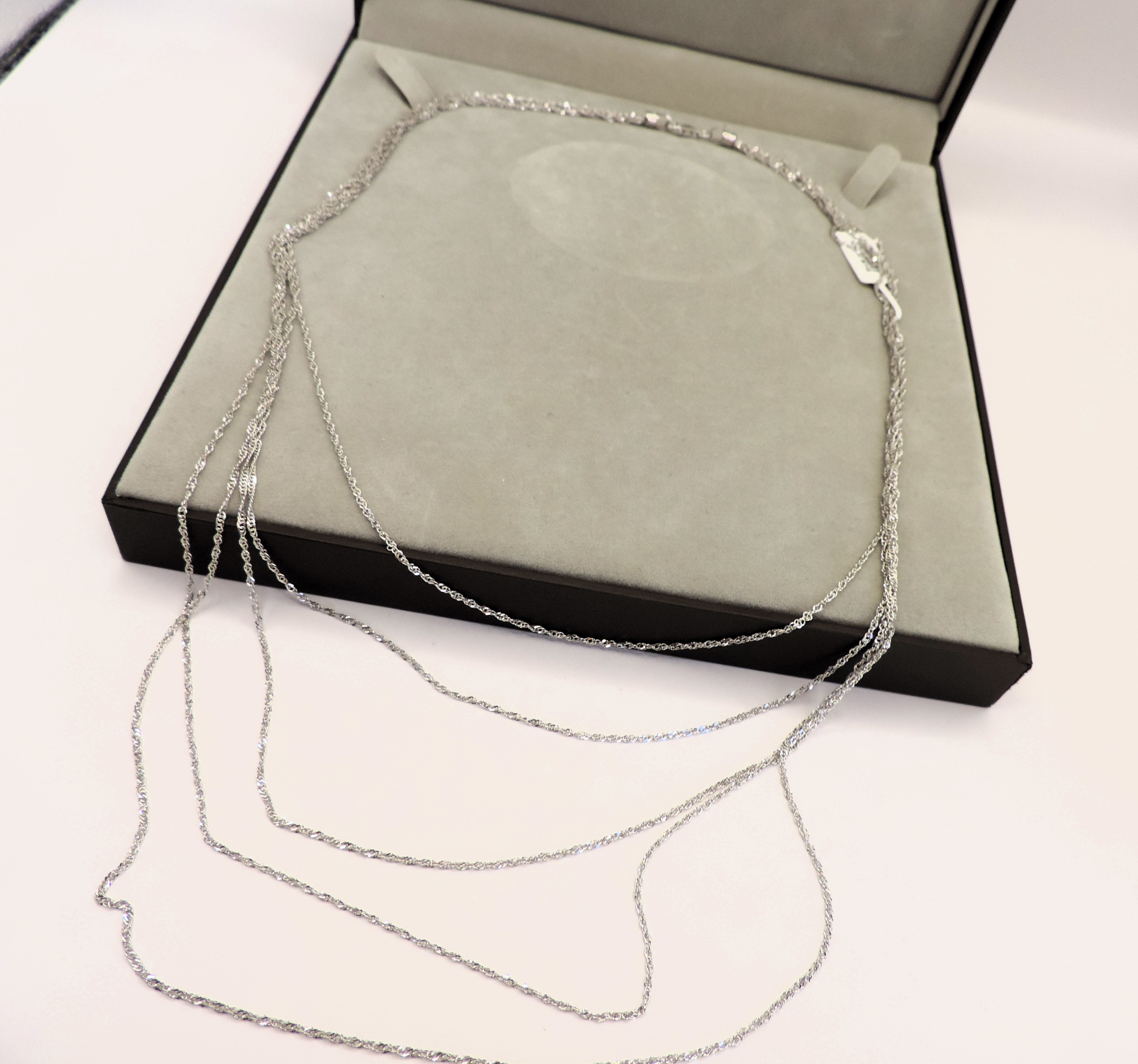 Sterling silver 5 Strand Diamond Cut Waterfall Chain Necklace New with Gift Box - Image 3 of 4