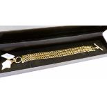 14k Gold on Sterling Silver 3 Row Curb Link Bracelet Made in Italy 38 grams New with Gift Box