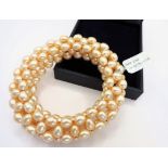 Champagne Cultured Pearl Expandable Bracelet New with Gift Pouch RRP £146