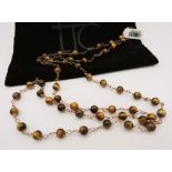 Tigers Eye Gemstone Chain Necklace 32 inches New with Gift Pouch