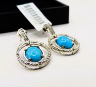 Sterling Silver Turquoise Gemstone Drop Earrings New with Gift Pouch