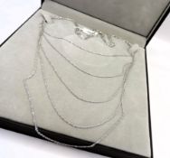 Sterling silver 5 Strand Diamond Cut Waterfall Chain Necklace New with Gift Box