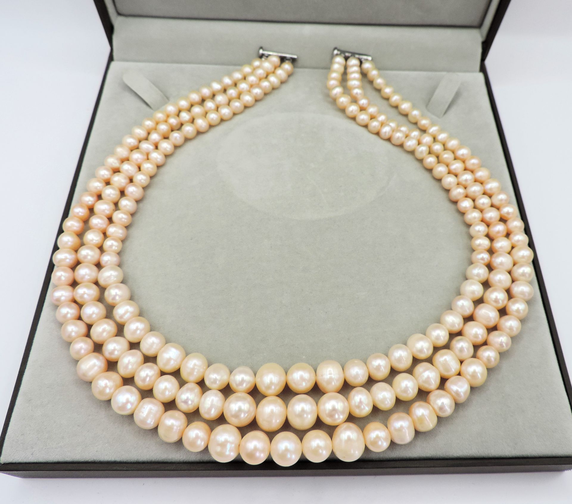 Champagne Cultured Pearl Necklace New with Gift Box - Image 2 of 6