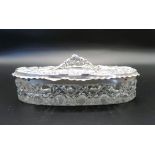 Victorian Cut Glass Sterling Silver Lidded Vanity Box Birmingham 1904