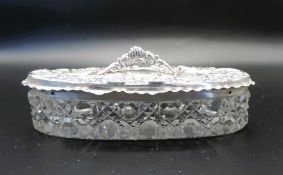 Victorian Cut Glass Sterling Silver Lidded Vanity Box Birmingham 1904