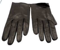 Vintage Ian Mankin London Black Leather Gloves Size 8 1/2 New Unworn