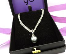 Sterling Silver 5 strand Cultured Pearl Drop Necklace New with Gift Box