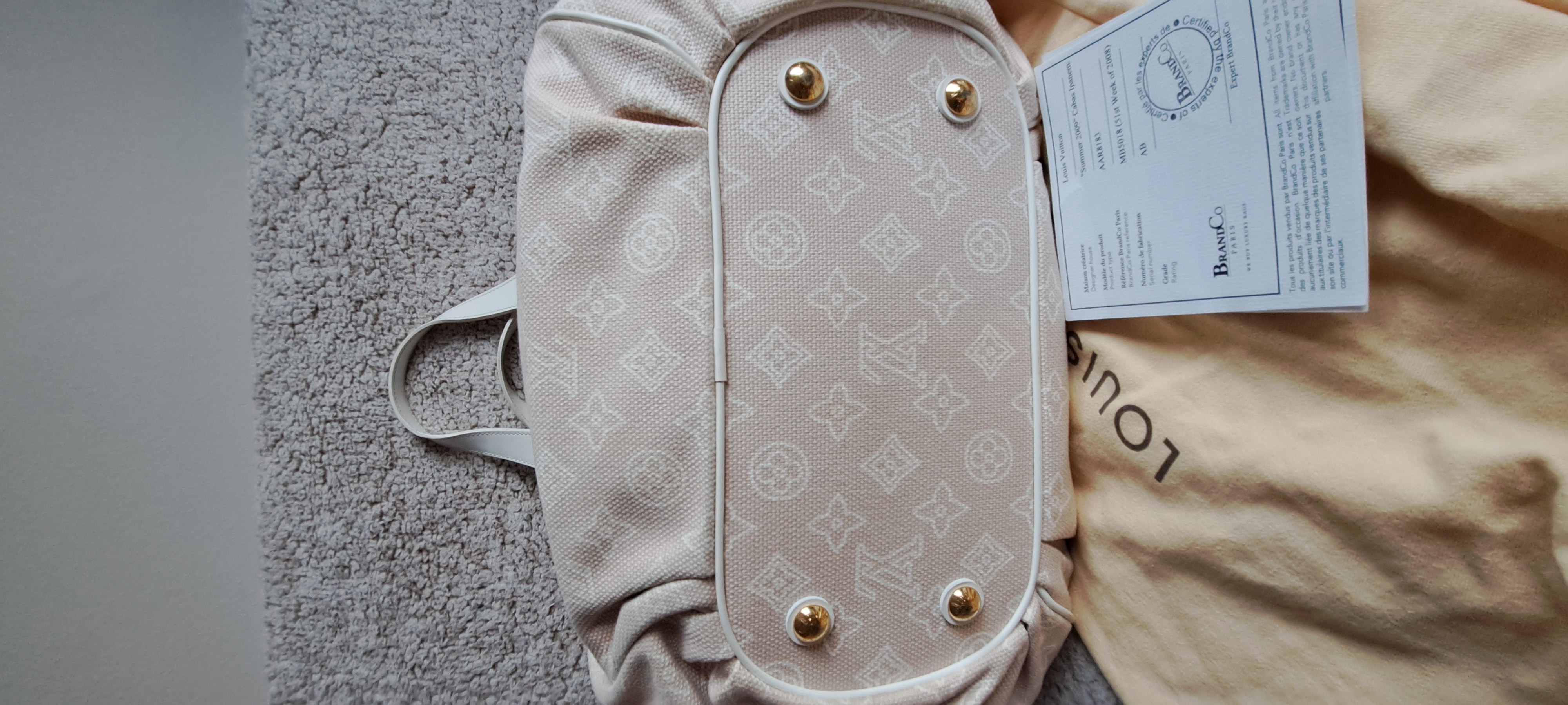 Louis Vuitton, Ltd. Ed. "Summer 2009" Cabas Ipanema White/Beige Monogram Shoulder Bag - Image 11 of 22