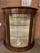 Antique Victorian Bow Glass Mahogany Dispensing Pharmacy Shop Display Case