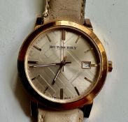 Burberry Ladies “The City” Watch BU9014 Rose Gold Tan Leather Strap