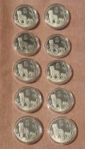 Lot of 10 2022 Year of The Tiger Commemorative Silver Plated Coins