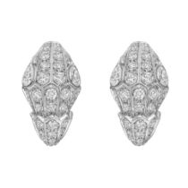 14 K / 585 White Gold Serpenti Diamond Ear Clips