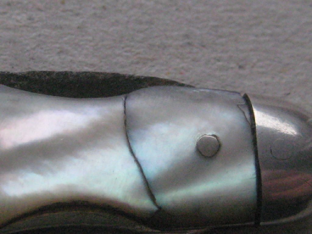 Rare Victorian London Hallmarked "Berge" Mother of Pearl Hafted Silver Bladed Folding Fruit Knife - Image 6 of 10