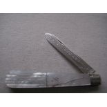 George V Mother of Pearl Hafted Silver Bladed Folding Fruit Knife