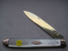 Rare George III Gold Mounted Silver-Gilt Bladed Folding Fruit Knife and Fork