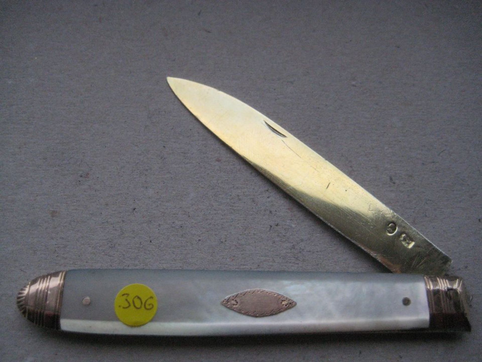 Rare George III Gold Mounted Silver-Gilt Bladed Folding Fruit Knife and Fork