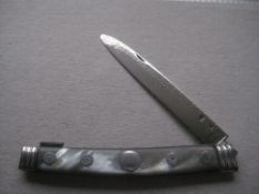 Rare George III Mother of Pearl Hafted Silver Bladed Folding Fruit Knife