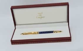 Brand New - Cartier Panthere Lapis Lazuli Blue Marble Ballpoint Pen - 1990