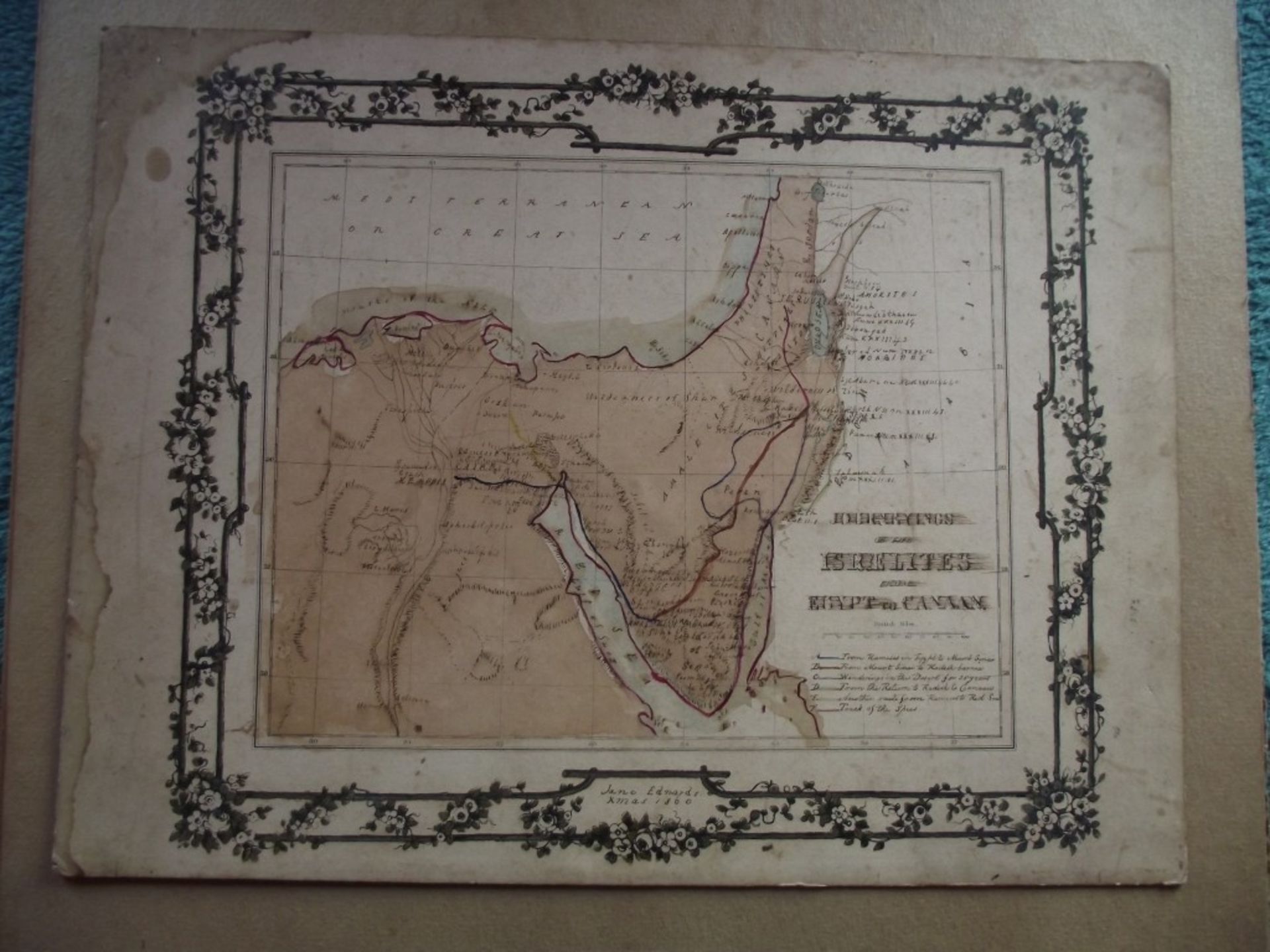 2 x 19th Century Hand Drawn Maps - Signed & Dated By Jane Edwards 1860 - Image 34 of 34