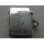 Edwardian Elder Dempster's R.M.J. Fantee Engraved Silver Vesta Case