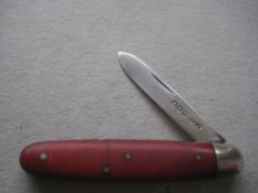 Rare Red Bakerlite Plastic Hafted Silver Bladed Folding Fruit Knife