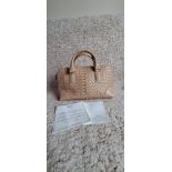 Bottega Veneta, "Mini Boston" Tote Pink Calf Leather Shoulder Bag