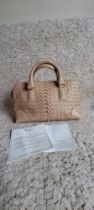 Bottega Veneta, "Mini Boston" Tote Pink Calf Leather Shoulder Bag